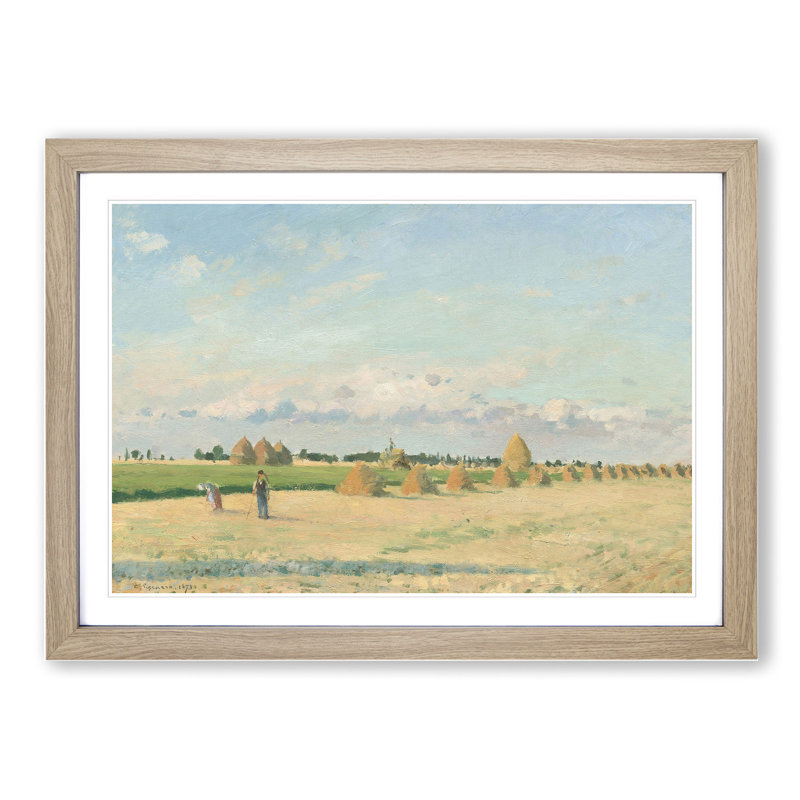 Landscape in France by Camille Pissarro - Picture Frame Painting, 27cm H x 36cm W x 2cm D, Oak Framed