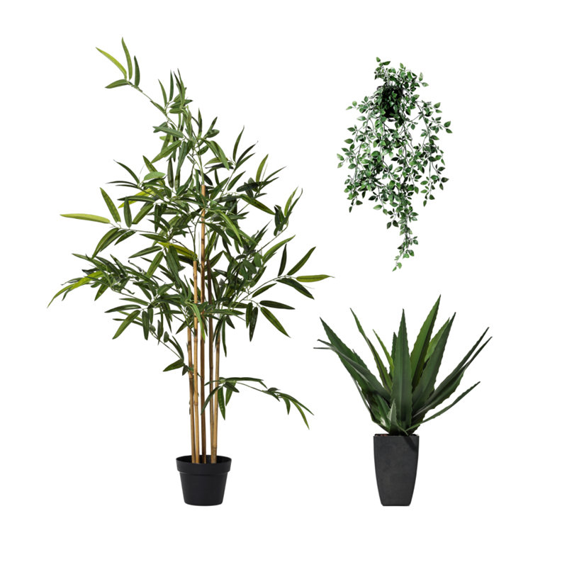 Multi-Size Bamboo Tree Faux Plant Combo  (Set of 3)