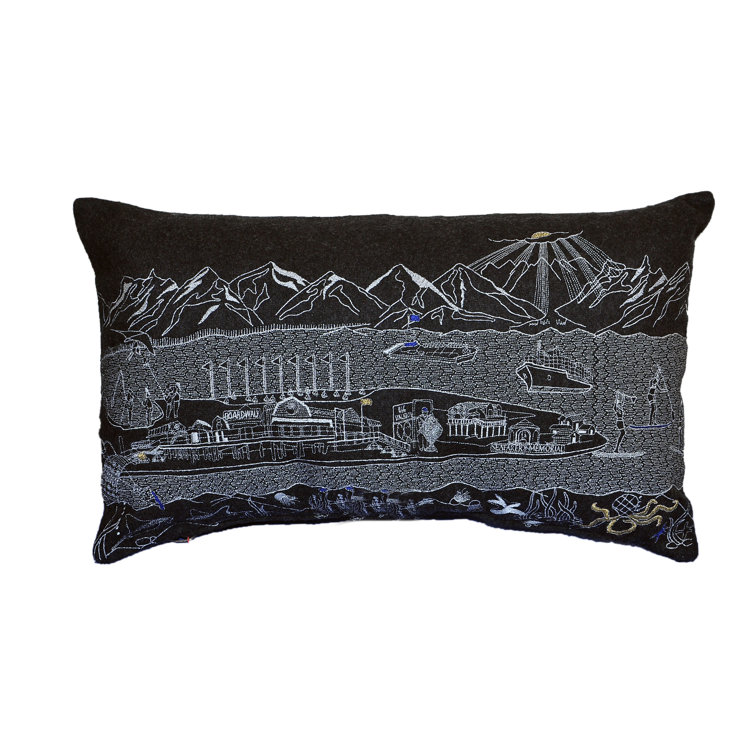 Indoor Skyline Christmas Lumbar Pillow Rectangular Throw Pillow