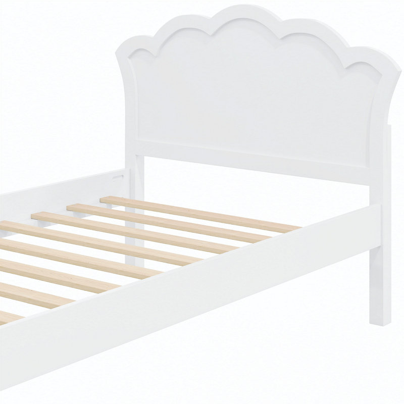 Lit plateforme simple en bois avec tête de lit, blanc, Twin