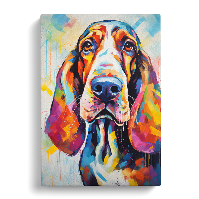 Basset Hound Action - No Frame Print, 76cm H x 50cm W x 3cm D