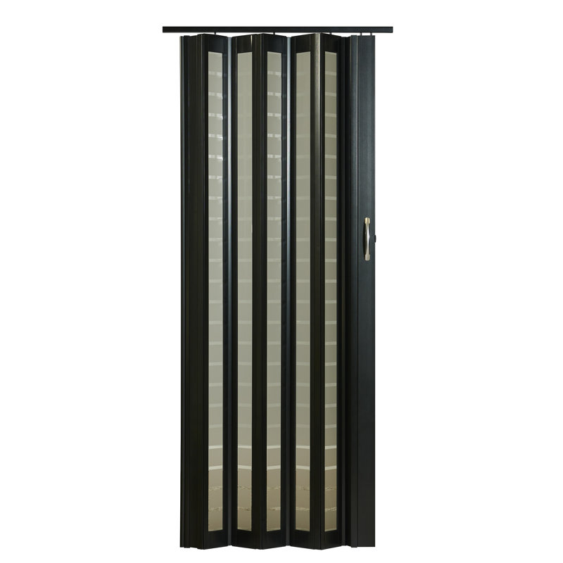 Porte accordéon Metro, Noir / verre carré givré