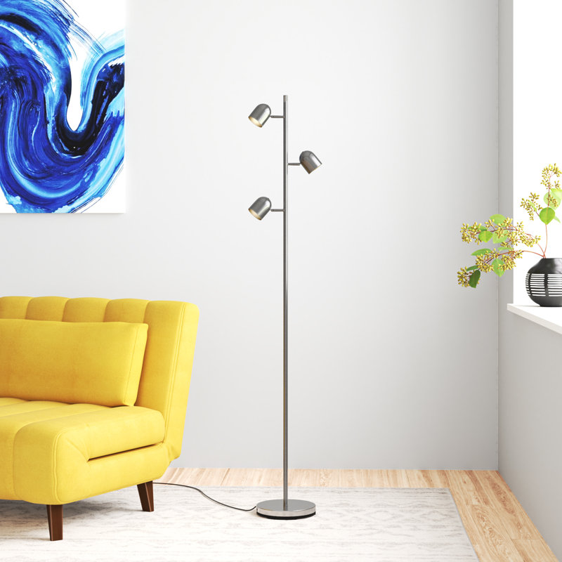 Lampe sur pied à DEL 63 po Girardi, Nickel brossé