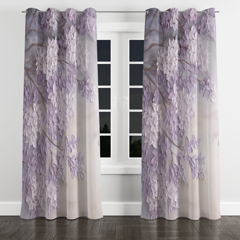 Blooming Lilac Melody I - Rideau occultant avec œillets - 1 panneau, l 52 po x L 108 po, Œillets argentés