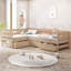 Lit simple en forme de L naturel - 3 tiroirs pour plus de commodité au quotidien