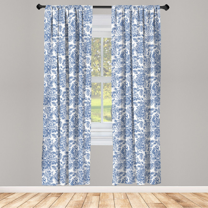 Rose Floral Semi-Sheer Rod Pocket Curtain Panels, 28" x 63"
