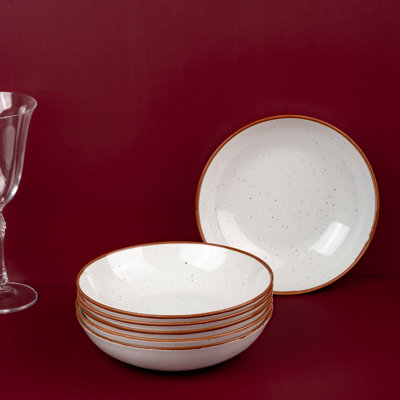 Assiette en porcelaine de qualité supérieure Terra Arena | Assiette creuse ronde 8,2 po vitrée