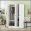 Penderie à 3 portes avec tablettes, blanc-1164664003