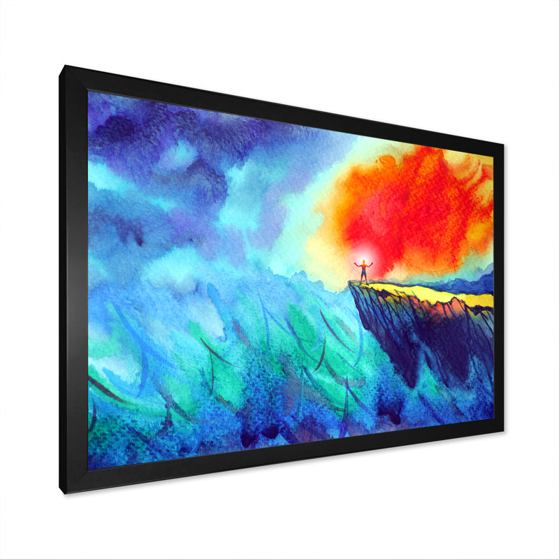 Humain avec une puissante planète énergie II - reproduction sur toile, H 8 po x l 12 po x P 1 po, Cadre d'angle fermé noir