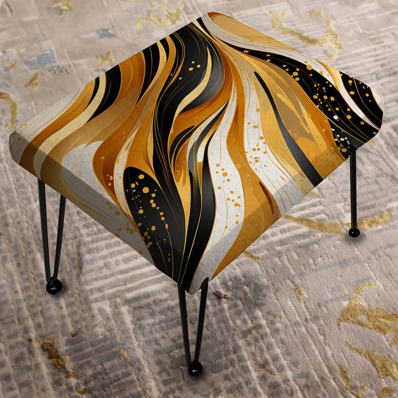 Gold And Black Striped Bengals - Marble Rectangle Ottoman