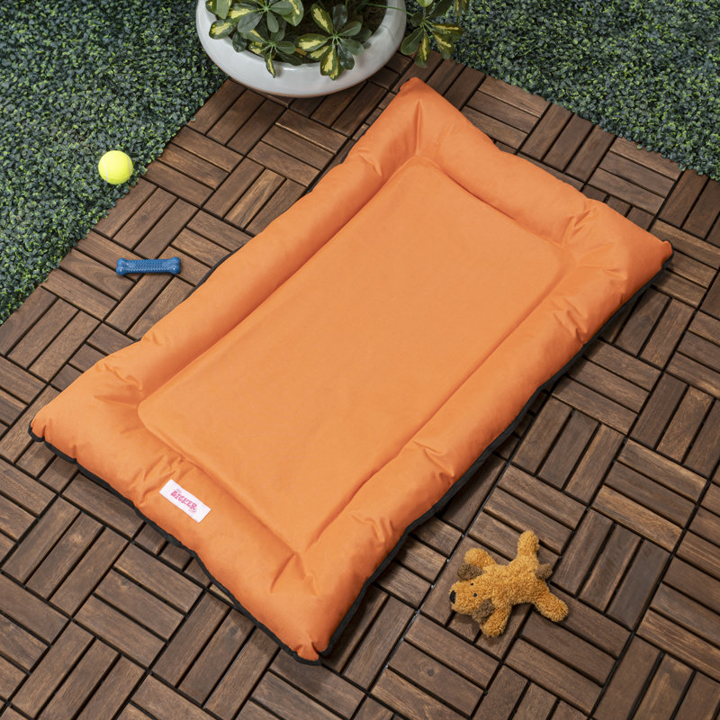 Medium Tangerine Waterproof Memory Foam Outdoor Bolster Pet Bed