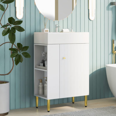 Ensemble de meuble-lavabo simple avec plateau en céramique Frony