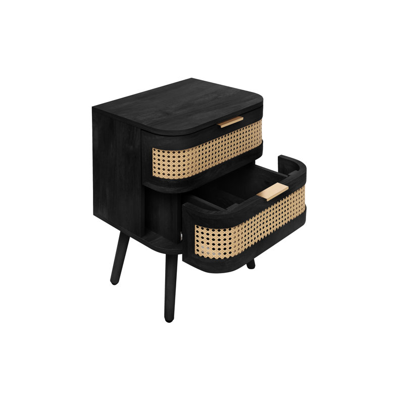 Almuth 45cm W Manufactured Wood Bedside Table, Black