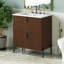 Meuble-lavabo de 30 po avec lavabo en céramique, équipé de poignées verticales et de tiroirs pleine extension, meuble-lavabo autoportant avec glissières de tiroir à fermeture en douceur, conception cannelée, brun foncé-928149744
