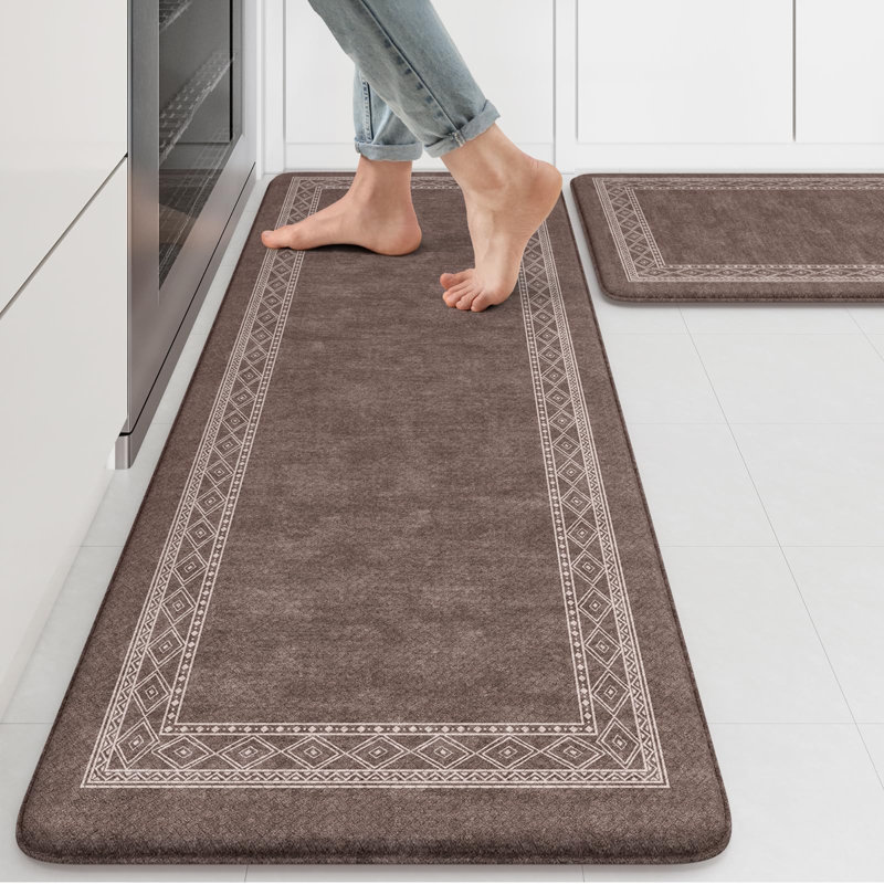 Ensemble de 2 tapis ergonomiques en mousse, Marron foncé