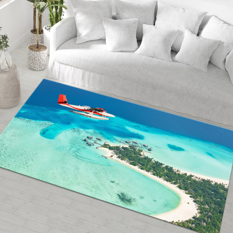 Tapis non tissé à motif mince avec un motif géométrique complexe dans des tons terreux, idéal pour ajouter une touche sophistiquée à n'importe quelle pièce