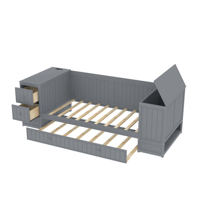 Lit plateforme Luthan, gris