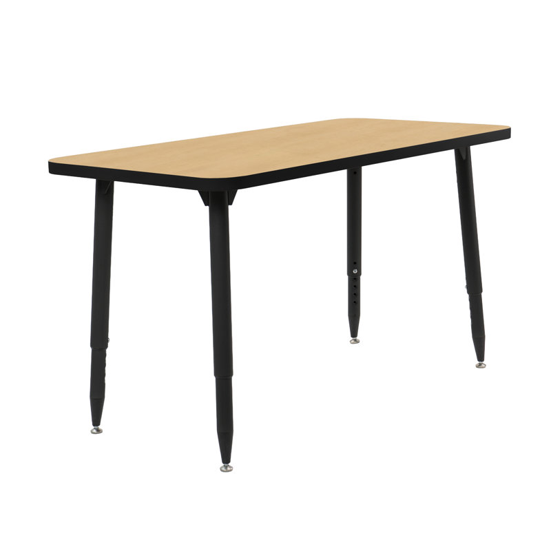 Table d'activité rectangulaire 24 x 48 avec pieds fuselés réglables Adapte, 24 po x 48 po, Érable / noir