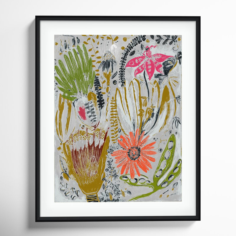 «Tropical Blooms» par Maya Woods - impression encadrée, Noir, L 33 po x H 41 po