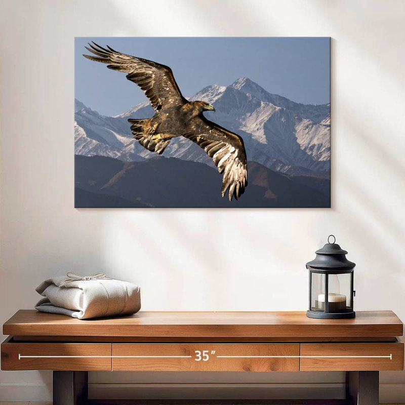 Eagle And Snowy Mountains, 16" H x 24" W