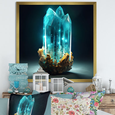 Turquoise, pierres vibrantes dorées sur toile