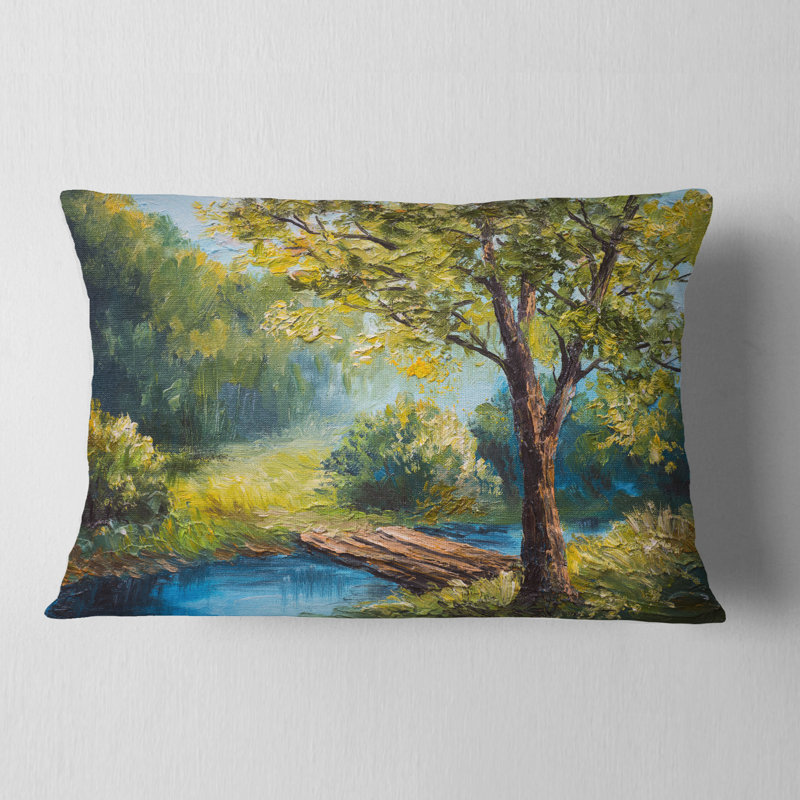 Coussin lombaire paysage d'été avec magnifique rivière