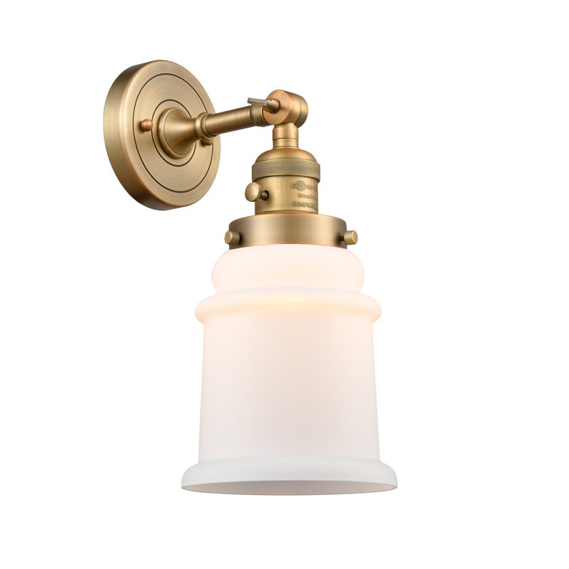 Galaviz Armed Sconce, Brushed Brass, 60 Watt Vintage Incandescent Bulb, Matte White Cased