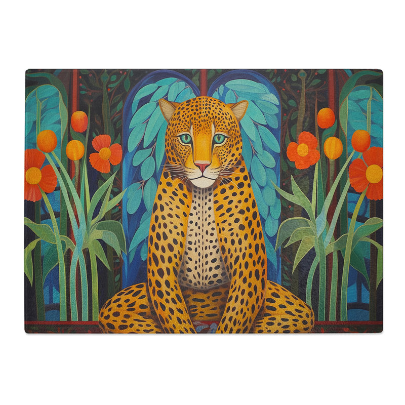 Leopard Art Deco  Glass Chopping Board