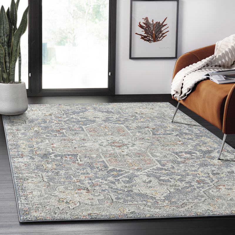 Tapis bleu et gris Abani Gerzon, Rectangle 5 pi 3 po x 7 pi 6 po