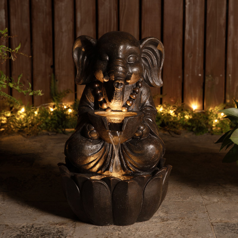 Outdoor Sculptural Fountain with Lights