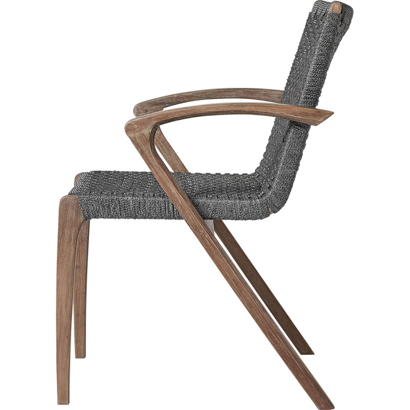 Verge Outdoor Dining Armchair, Shades of Gray Cord and Distressed Eucalyptus