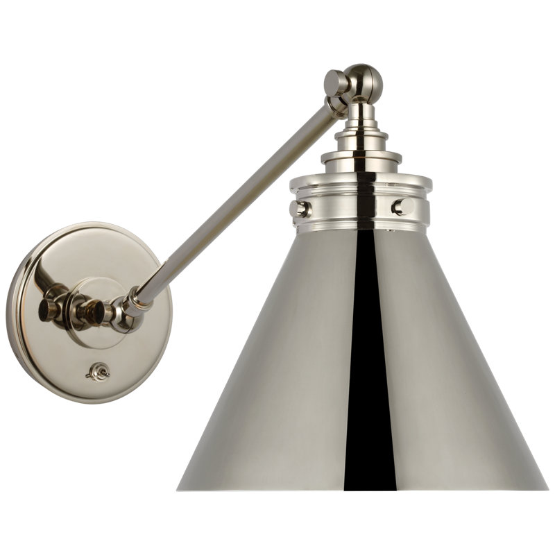 Parkington 1 - Light Armed Sconce, Polished Nickel, Silver