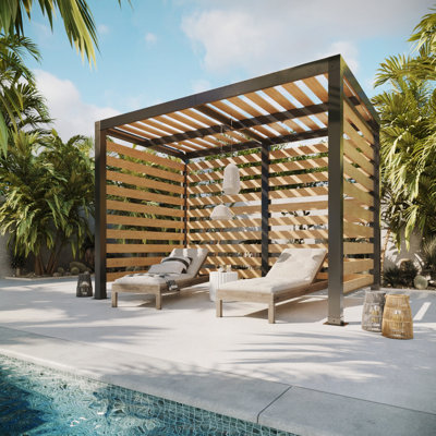 Sunjoy steel pergola MARAO - 191cm x 313cm, black/brown