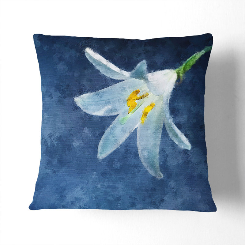 White Flower Scatter Cushion, 40cm H x 40cm W x 15cm D, Stone