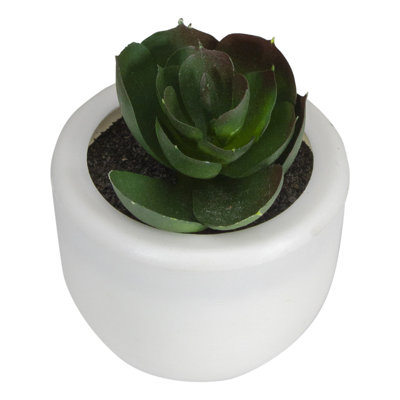 Mini fausse plante grasse de 3 po avec pot blanc