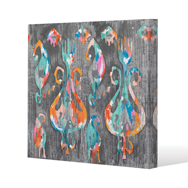 Trendy tribal pattern in watercolour style Slim Style Canvas Print, 15mm Slim Real wood., 20 cm H x 20 cm W