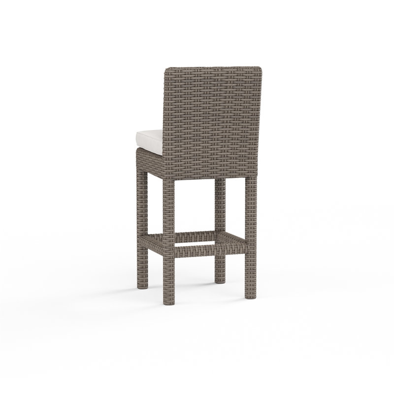 Emerald II Outdoor Bar Stool, Bar Stool (30" Seat Height), Dark Brown, Canvas Natural Sunbrella®