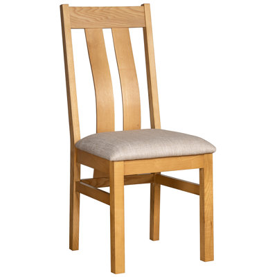 Dover 50cm H Upholstered Slat Back Side Chair in Beige