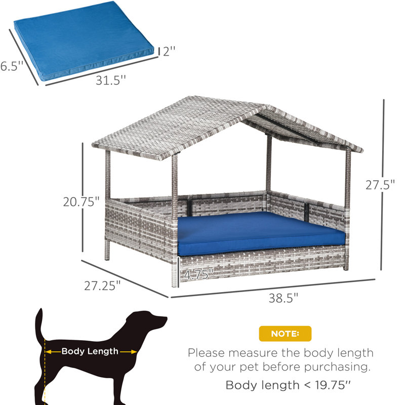 Niche pour chien d'extérieur bleu foncé - lit pour chien de petite à moyenne taille
