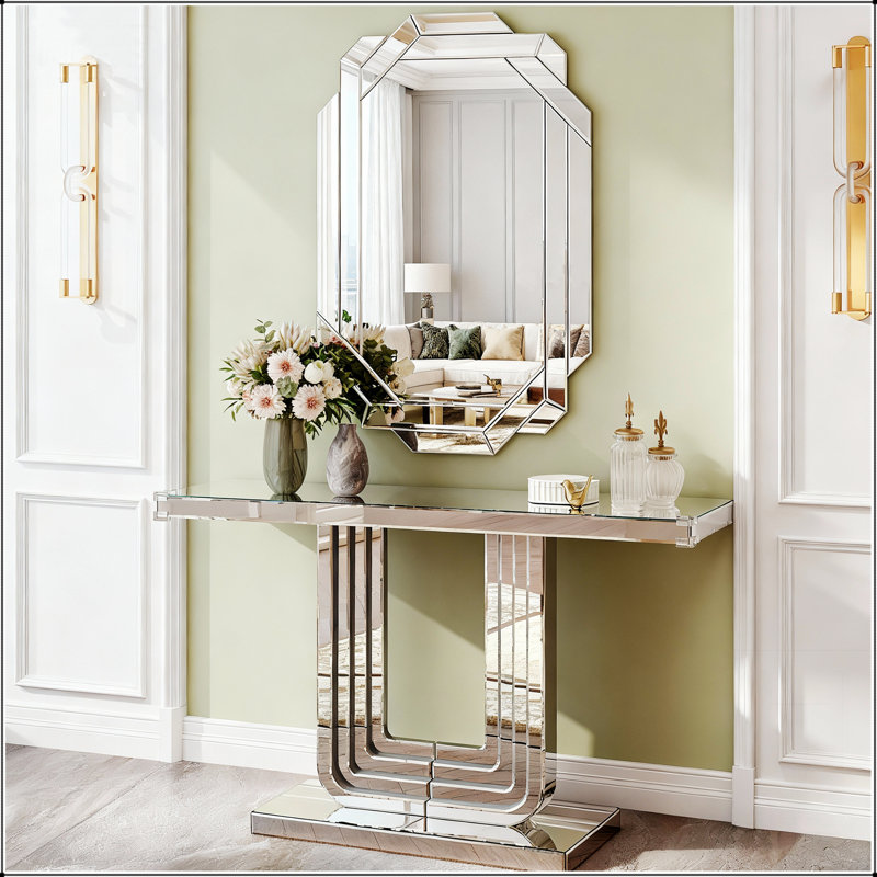 Grand miroir mural polyvalent à bords biseautés sans cadre, parfait pour toute pièce et toute orientation suspendue, 35,8 po x 23,8 po