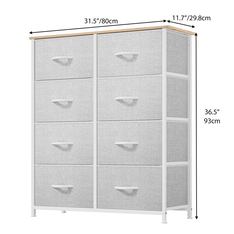 Commode double 8 tiroirs 8 tiroirs, Blanc