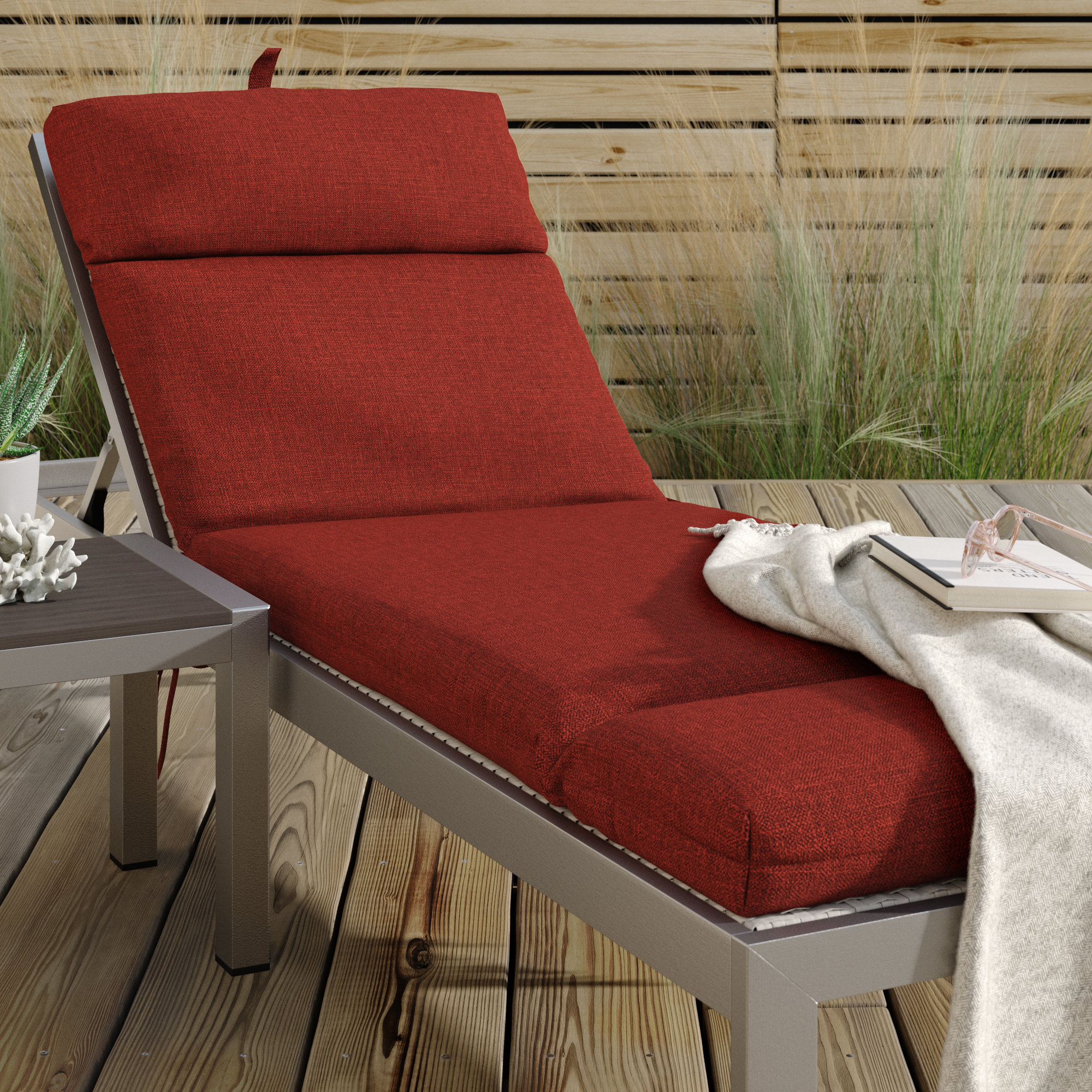 Chaise Lounge Chair Cushion 72 Tufted Padded Outdoor Patio Pillow Deck  Pool Tan