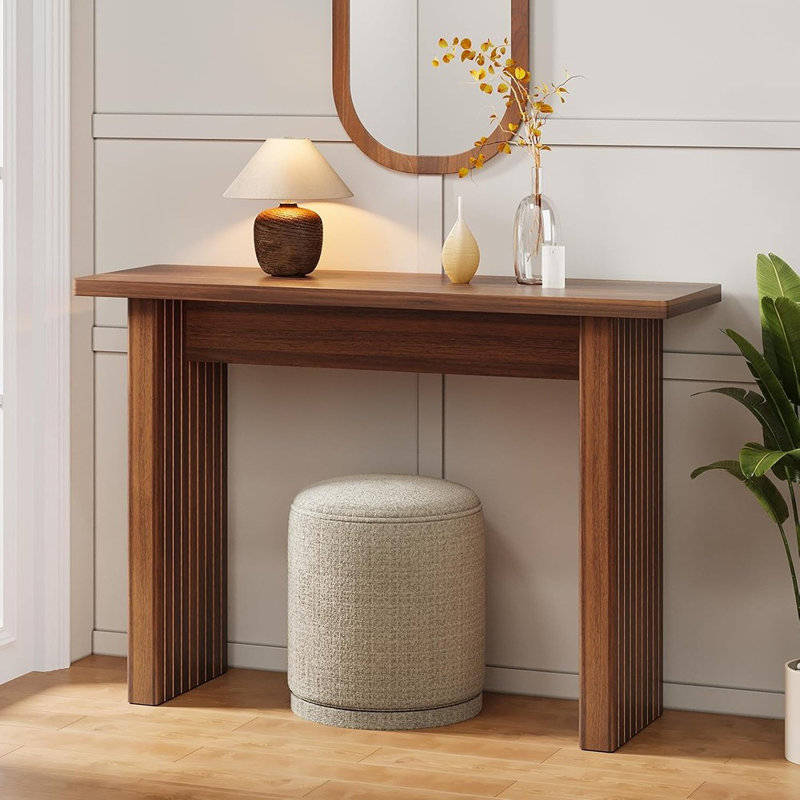 Narrow Entryway Console Table, 43.3" Fluted W...