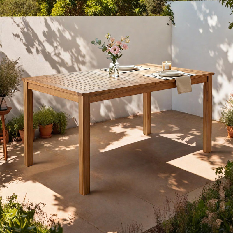 Table de salle à manger 67 po rectangulaire en bois d'acacia pour l'intérieur et l'extérieur