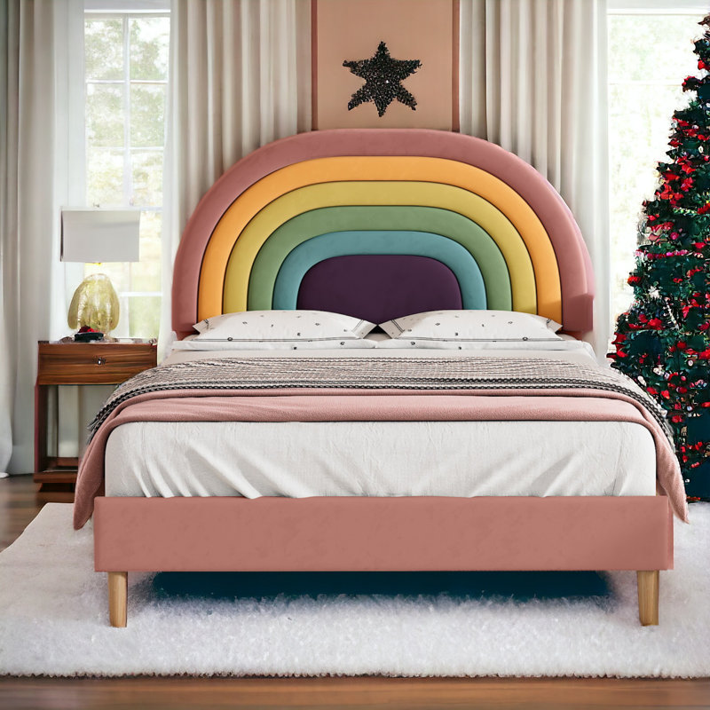 Krouse Upholstered Bed, European Double (140 x 200cm), Pink