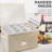 Stemware Storage Container For Moving, Hard Shell, Stackable Wine Glass Storage Box With Dividers & Handles, Crystal Glassware, Beige