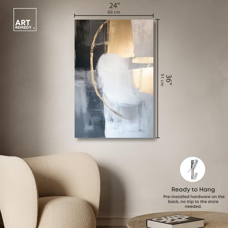 «Golden Eclipse Canvas Gemstone Abstract Art» par Art Remedy, Toile tendue, H 36 po x l 24 po x P 1,5 po