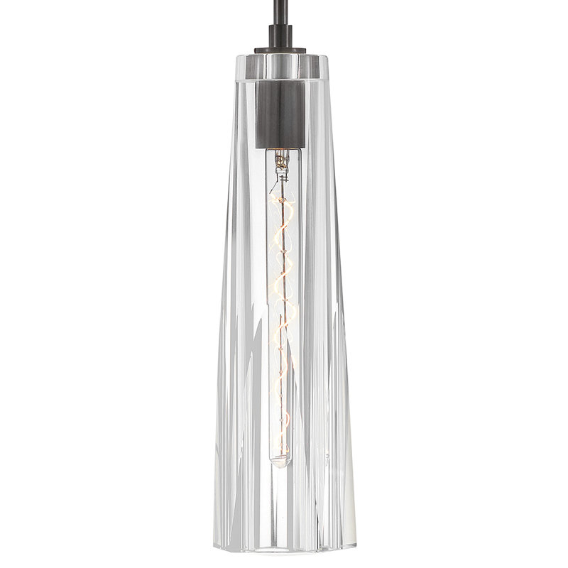 Cosette Single Light Adjustable Pendant w/ Thick Crystal-Cut Shade