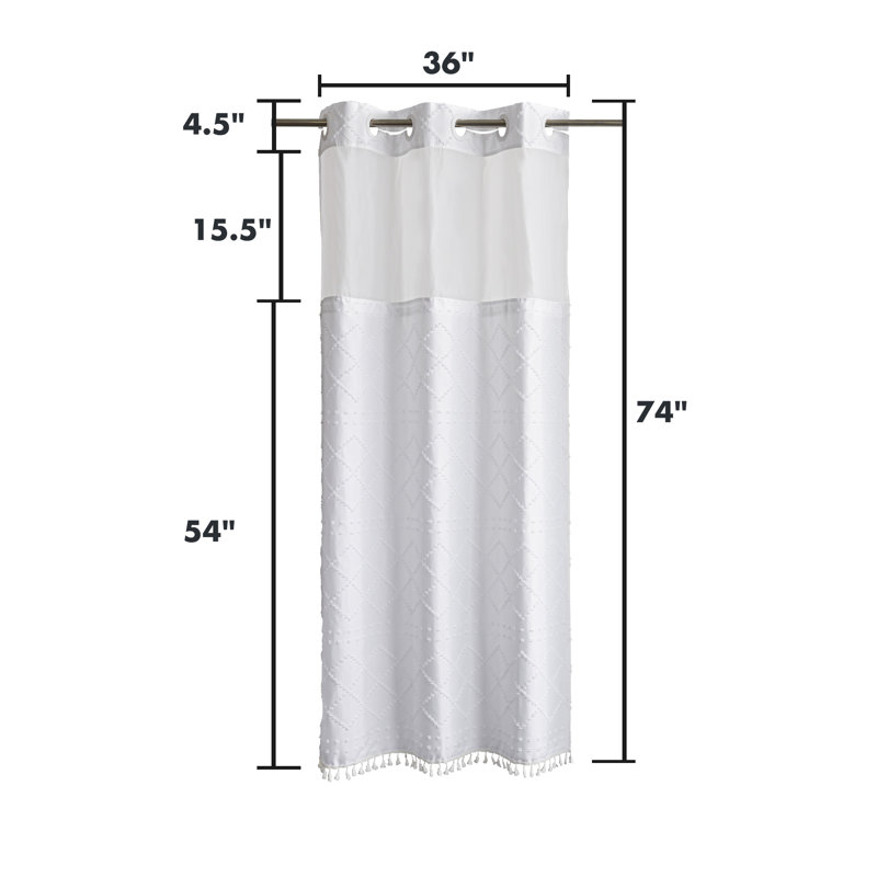 Rideau de douche Shorey, H 74 po x l 36 po, Blanc