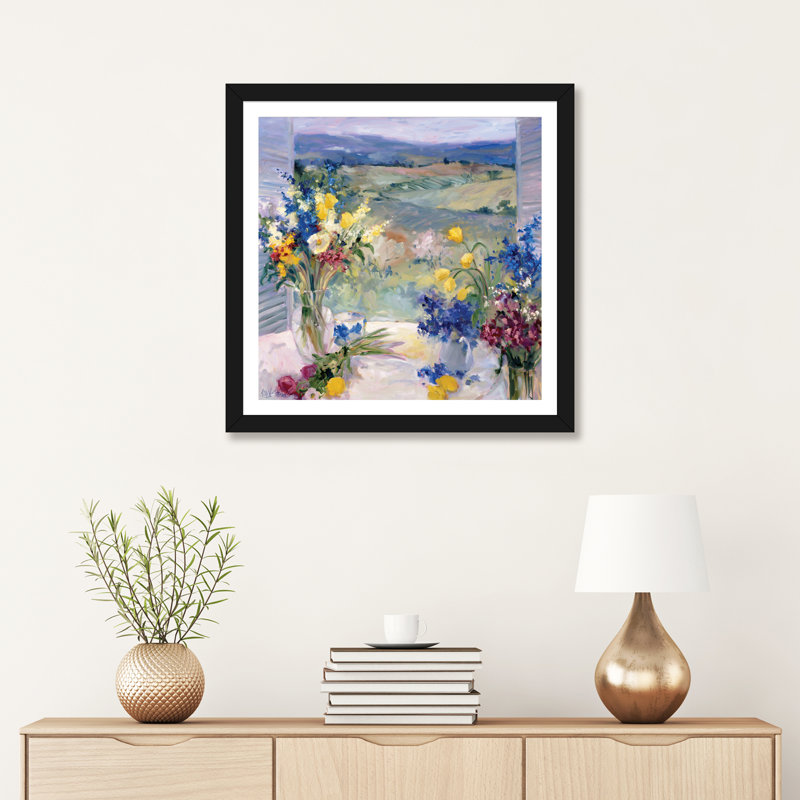 «Tuscany Floral» par Allayn Stevens, reproduction d'art, H 24 po x l 24 po x P 1 po, Papier avec cadre noir